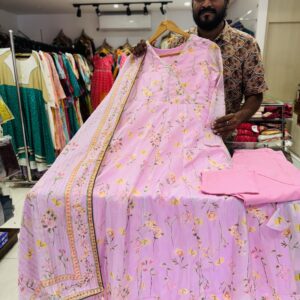 pink georgette anarkali suit 3pcs