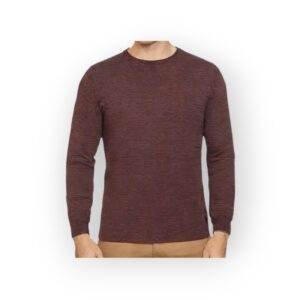 SELECTED Men's Brown Striped Long Sleeve Crewneck Sweater