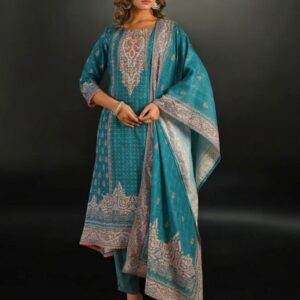 Elegant Teal Ethnic Suit Set with Intricate Embroidery