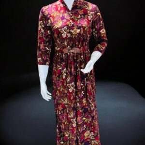 Floral Maroon Midi Dress with Belt - Chic and Comfortable