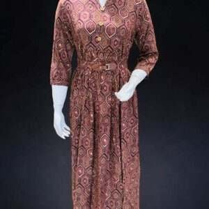 Geometric Print Midi Dress with Belt - Stylish & Sophisticated