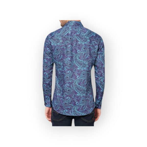 ROOKIES DENIM Men's Blue Paisley Print Long Sleeve Button-Down Shirt - Image 2