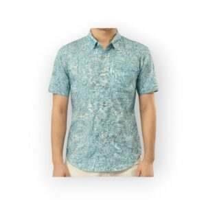 TAILOR VINTAGE Men's Light Blue Floral Print Short Sleeve Shirt