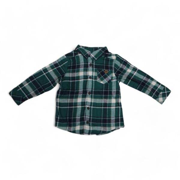 Boys' Green Plaid Flannel Shirt - Warm and Trendy