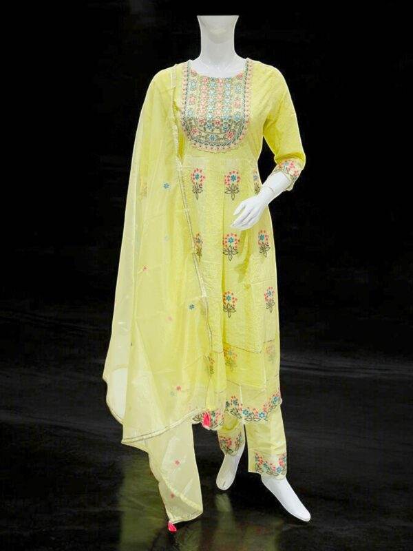 Charming Yellow Embroidered Kurta Set with Dupatta