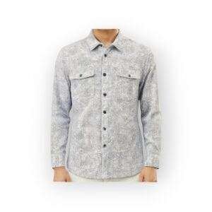 SNITCH Men's Grey Textured Print Long Sleeve Button-Down Shirt