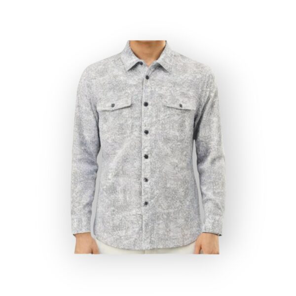 SNITCH Men's Grey Textured Print Long Sleeve Button-Down Shirt