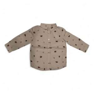 Boys' Beige Holiday-Themed Shirt - Festive and Stylish