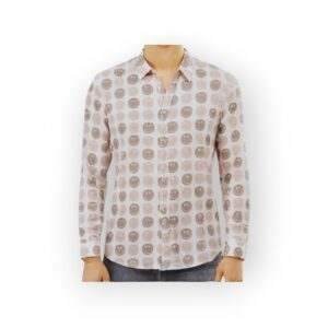 SNITCH Men's Long Sleeve Button-Down Shirt with Smiley Face Pattern - Fun Casual Style