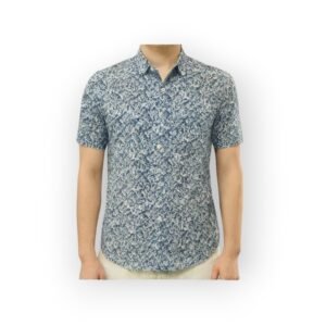 TAILOR VINTAGE Men's Blue Floral Patterned Short Sleeve Shirt - Casual & Stylish