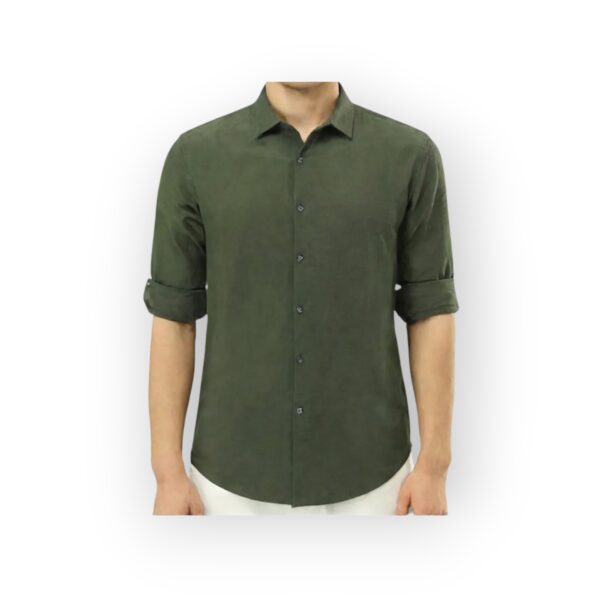MODERN Men’s Olive Green Long-Sleeve Button-Down Shirt