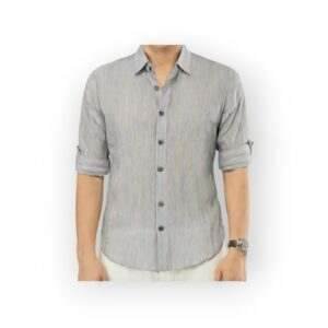 GAS Men's Lightweight Striped Button-Up Shirt with Roll-Up Sleeves