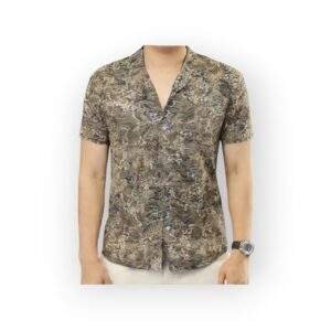 Jack & Jones Men's Short Sleeve Earth Tone Abstract Print Shirt
