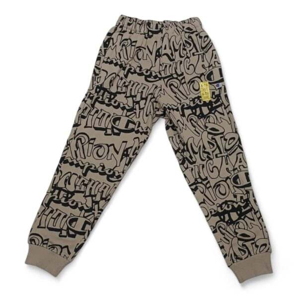 Boys' Beige Printed Joggers with Bold Lettering - Trendy and Comfortable