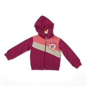 Girls' Pink and Magenta Hooded Jacket - "One Love, One Planet" Design