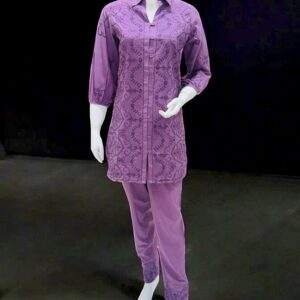 Lavender Embroidered Shirt and Pant Set - Stylish Women's Wear