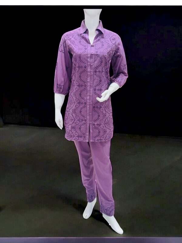 Lavender Embroidered Shirt and Pant Set - Stylish Women's Wear