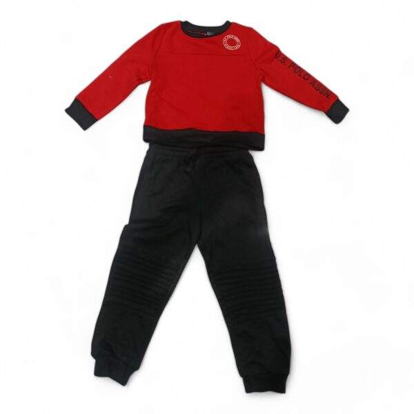 Boys' U.S. Polo Assn. Red and Black Tracksuit Set - Stylish and Comfortable