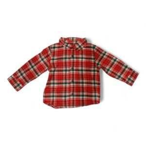 Boys' Red and Green Plaid Shirt - Classic and Comfortable