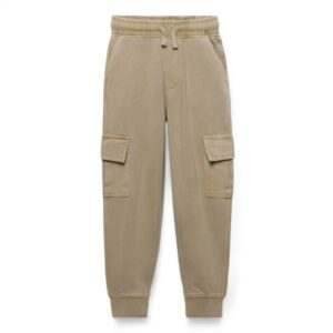Kids' Beige Cargo Joggers with Elastic Waistband - Comfortable and Stylish