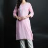 Women's Pink Embroidered Kurta - Elegant Ethnic Top - Image 3
