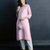 Women's Pink Embroidered Kurta - Elegant Ethnic Top
