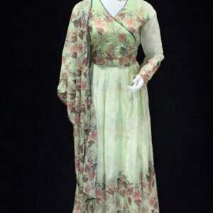 Elegant Green Floral Anarkali Suit with Dupatta - Perfect for Special Occasions