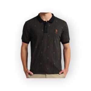 Men's Black Striped Polo Shirt - Elegant and Comfortable Casual Wear