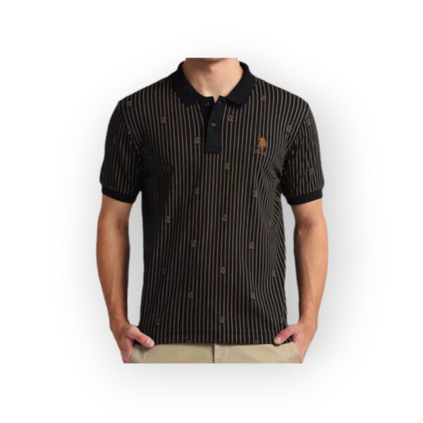 Men's Black Striped Polo Shirt - Elegant and Comfortable Casual Wear