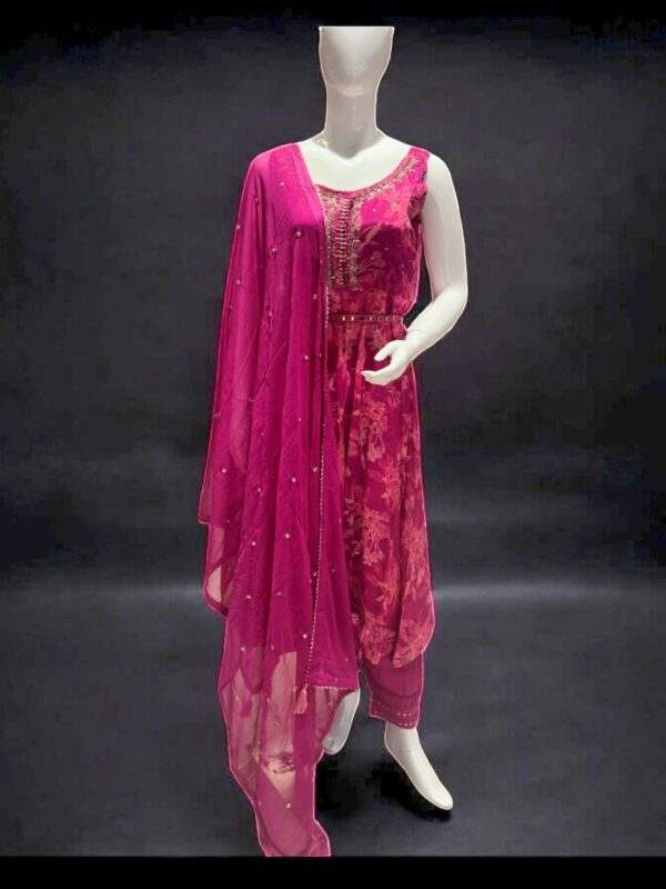 Gorgeous Pink Floral Printed Suit with Embellished Dupatta - Party Ready Ensemble