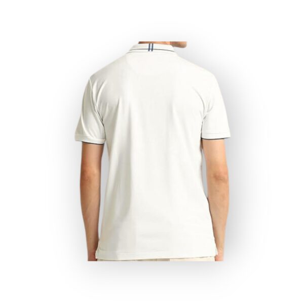 Men's White USPA Polo Shirt with Contrasting Plaid Collar - Image 2