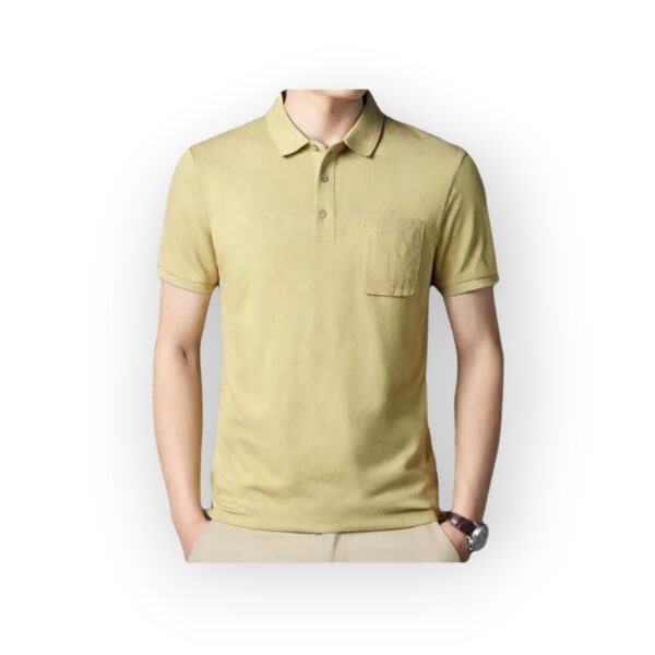 FOREVER Men's Mustard Yellow Polo Shirt with Front Pocket