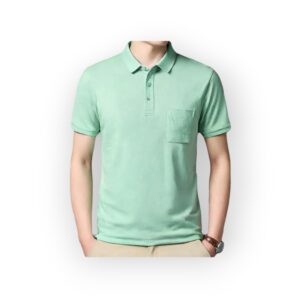 FOREVER Men's Mint Green Polo Shirt with Front Pocket