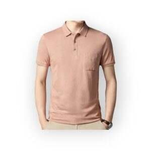 FOREVER Men's Blush Pink Polo Shirt with Front Pocket