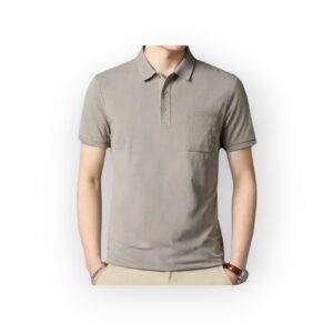FOREVER Men's Taupe Polo Shirt with Front Pocket