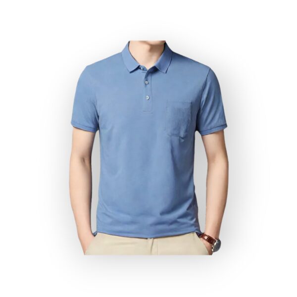 FOREVER Men's Blue Polo Shirt with Front Pocket
