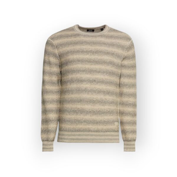 JACK & JONES Men's Beige Striped Knit Sweater - Classic and Comfortable Style