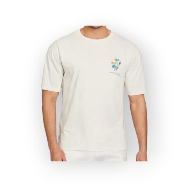 PULL&BEAR Men's Off-White Floral Graphic T-Shirt
