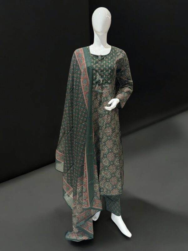Elegant Green Printed Salwar Suit with Dupatta
