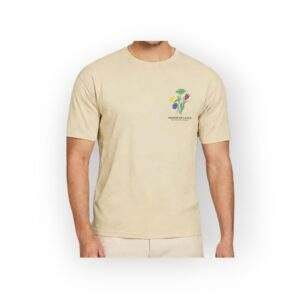 PULL&BEAR Men's Beige "Sooner or Later" Floral Graphic T-Shirt