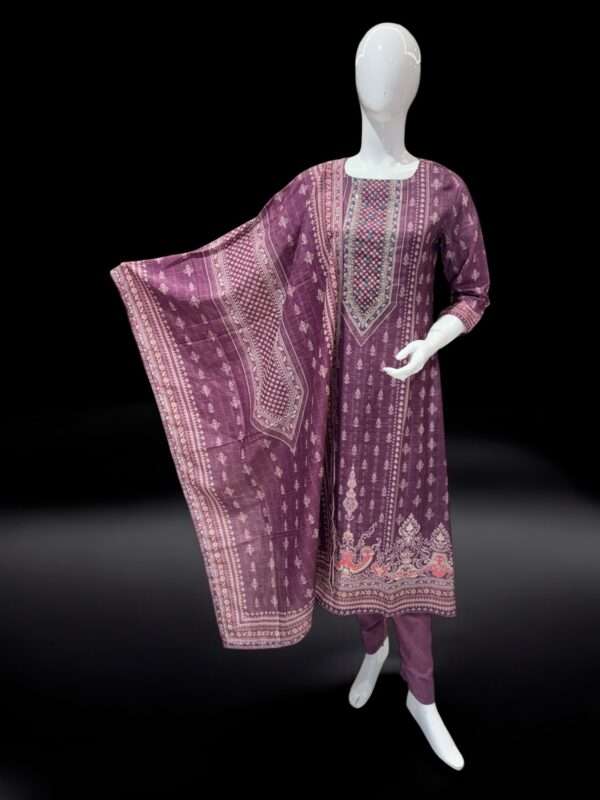 Graceful Purple Printed Salwar Suit Set with Dupatta