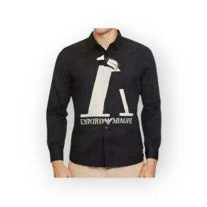 Emporio Armani Men's Black Long Sleeve Graphic Shirt