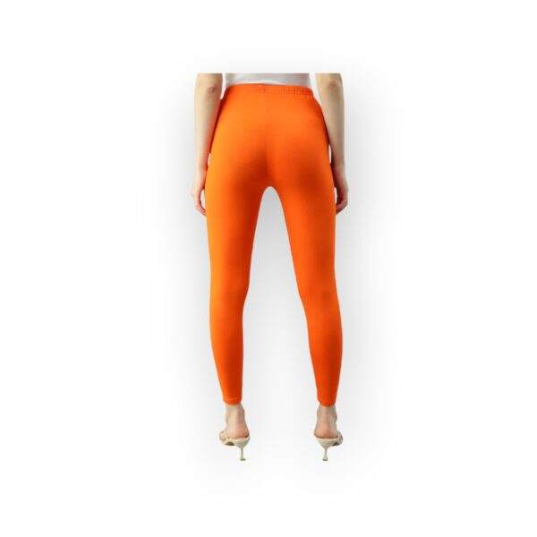 Vibrant Orange Ankle Leggings for Women - Image 2