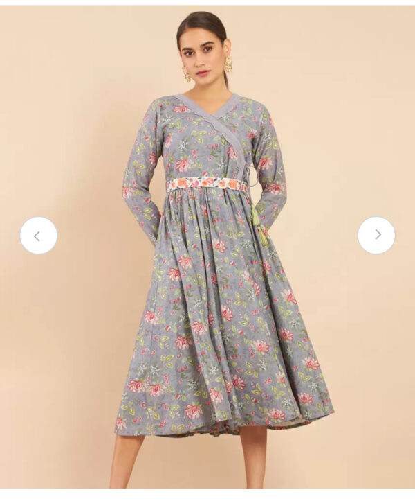 soch Women Grey Floral Printed Kurta