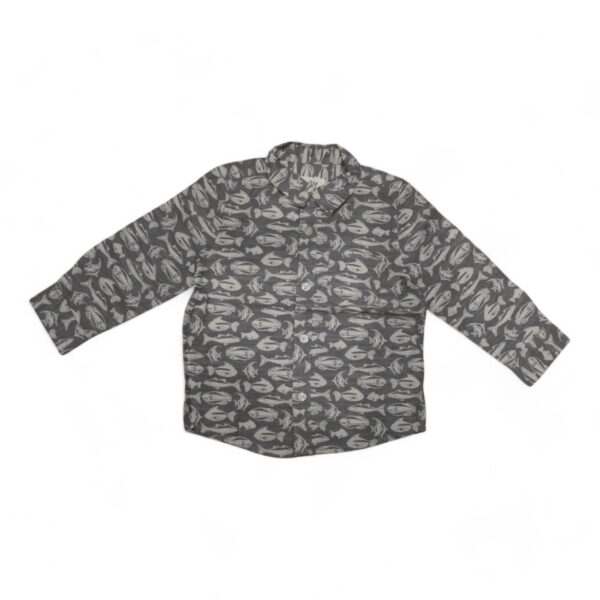 Boys' Grey Shirt with Fish Print - Unique and Trendy