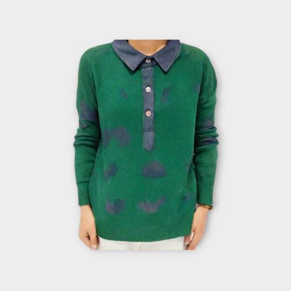Comfy Green Pullover with Blue Details - Kids