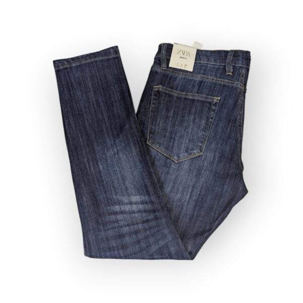 Men's Slim-Fit Deep Indigo Blue Denim Jeans - Image 2