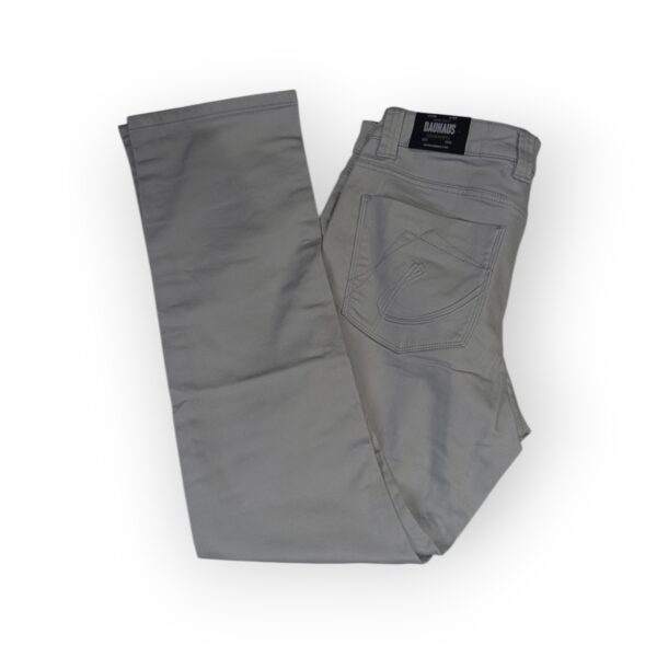 Men's Light Grey Slim-Fit Casual Trousers - Image 2