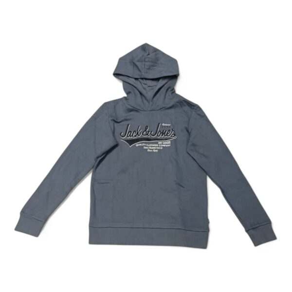 Boys' Steel Blue Hoodie with Jack & Jones Graphic - Stylish and Comfortable