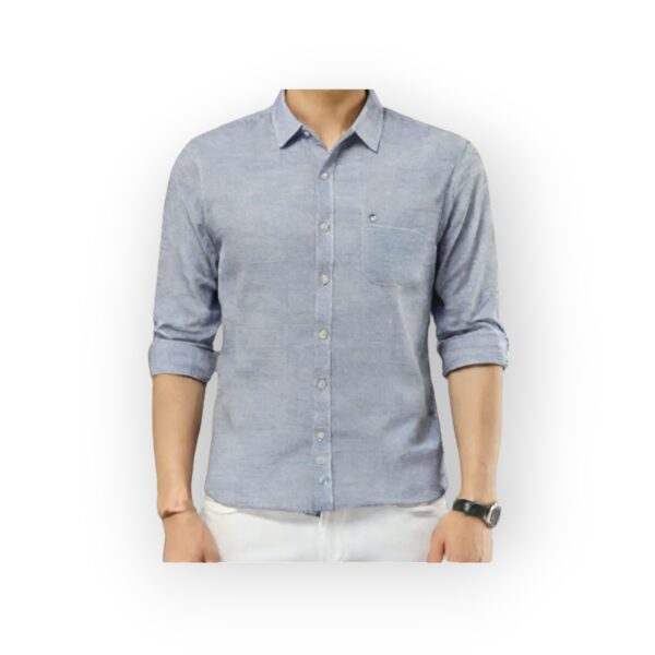 TURTLE SPORTS CLUB Men's Light Blue Chambray Long Sleeve Shirt